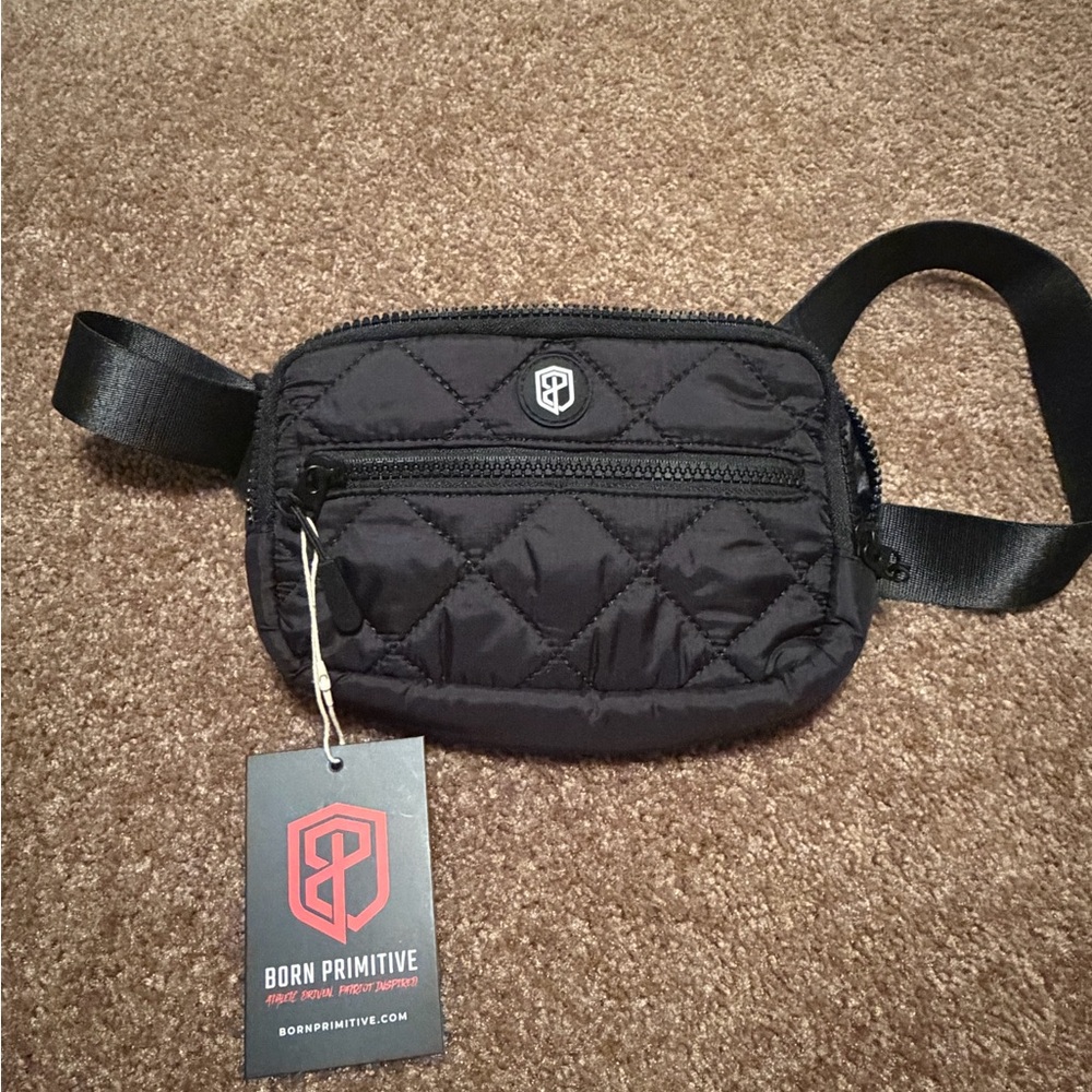 Born Primitive Adventure Awaits Quilted Belt Bag-NWT-Black